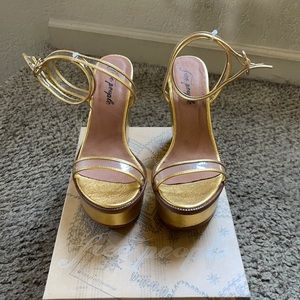 Free People Gold Gramercy Platforms